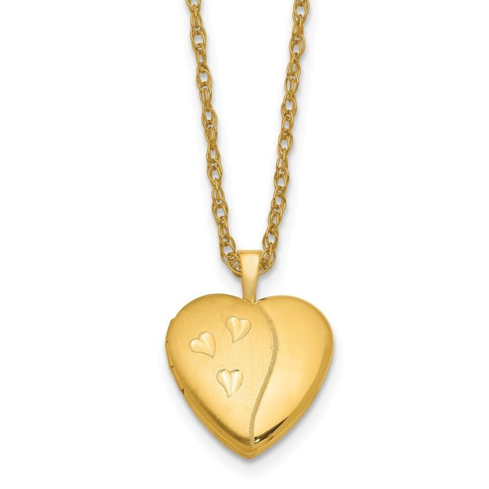 1/20 14K Gold Filled 16mm Satin/Polished Heart Locket Necklace, 18 In